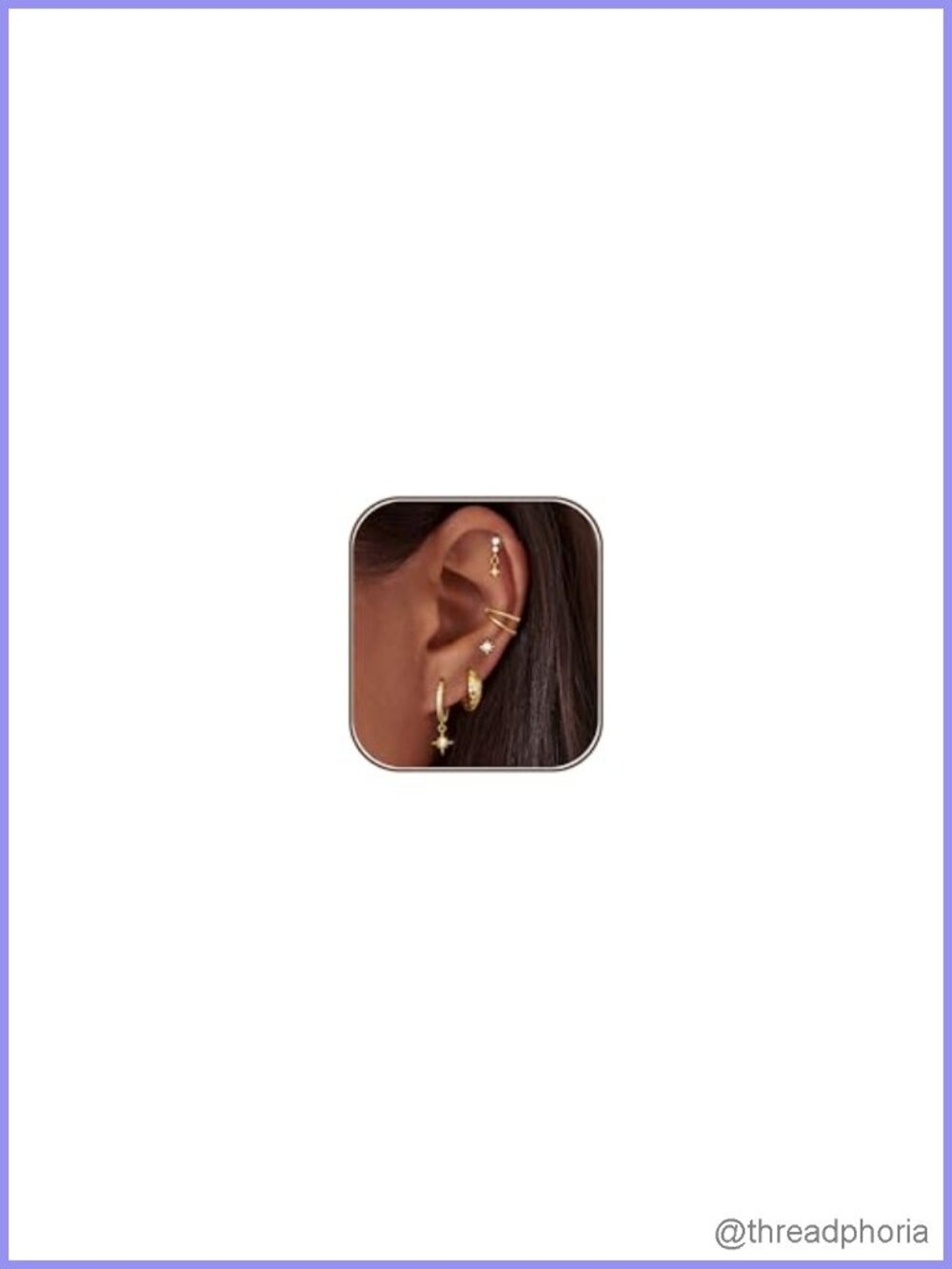 Gold Plated Earring Set Huggie Hoop Stud Ear Cuff Stackable Hypoallergenic